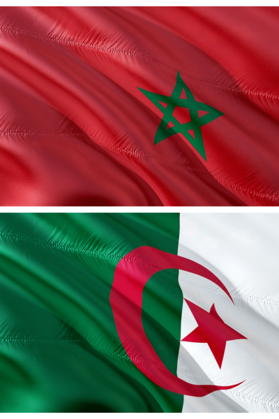 Photo montage des drapeaux algérien et marocain.